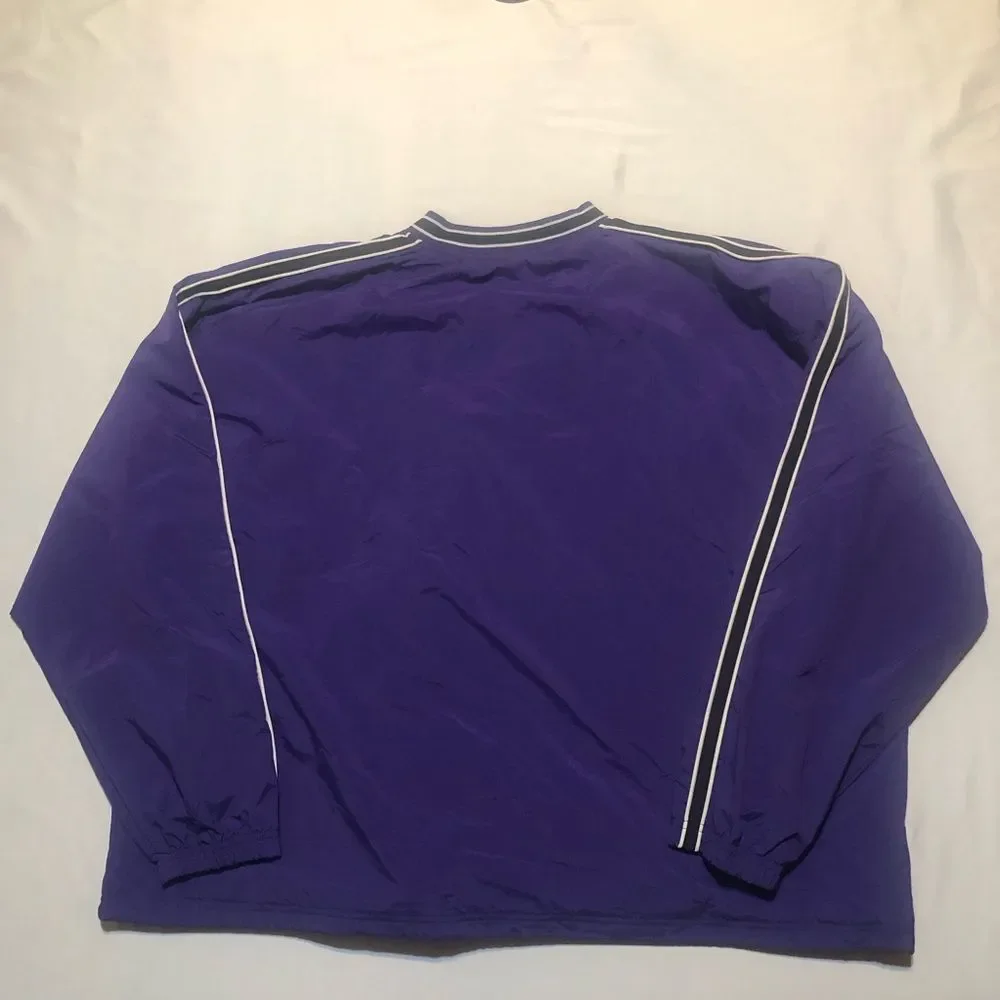 Mens Pullover Nylon Windbreaker Jacket VTG Game Sportswear Purple Black 2XL